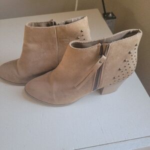 Express Tan Ankle Booties with Stud Accents